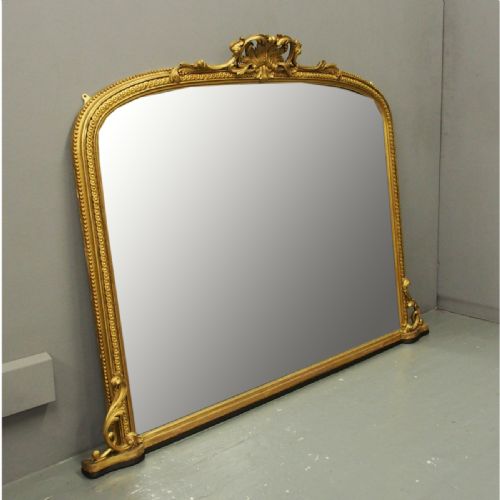 Victorian Giltwood Arched Overmantel Mirror