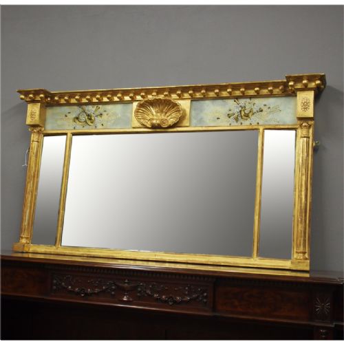 Regency Overmantel Mirror with Decorative Frieze