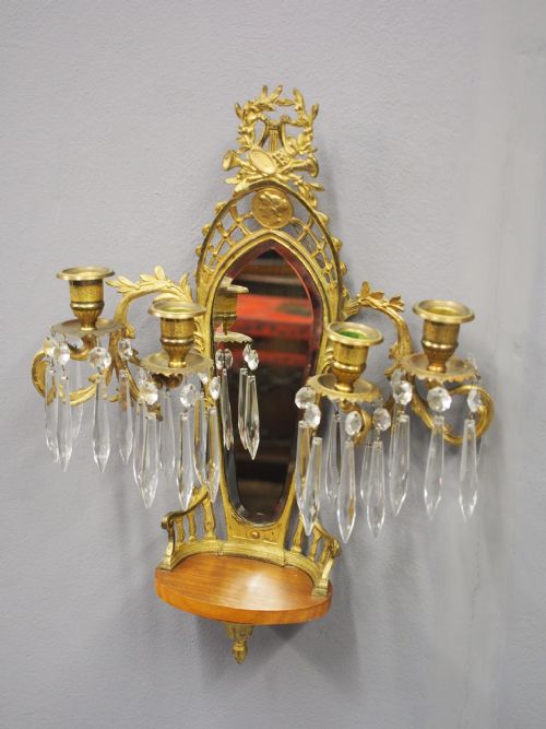 PAIR OF MIRRORED ORMOLU AND CRYSTAL WALL SCONCES - ADDITIONAL PHOTO 2