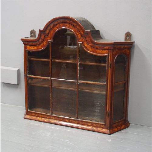 Dutch Walnut and Marquetry Wall Cabinet