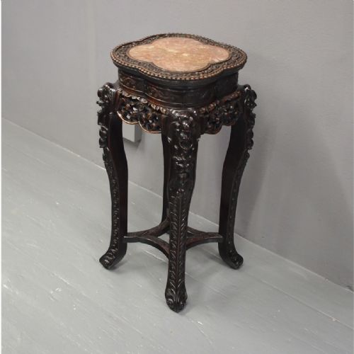 Huanghuali Marble Top Plant Stand