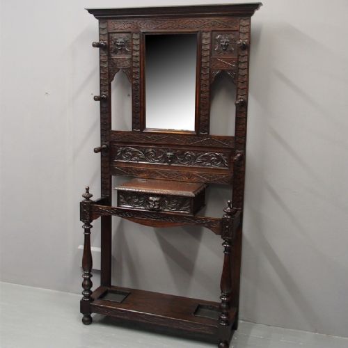 Victorian Flemish Carved Oak Hall Stand