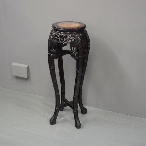 Chinese Huanghuali and Marble Top Plant Stand