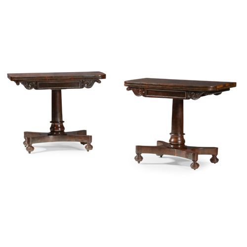 
Pair of Scottish Regency Rosewood Card Tables
