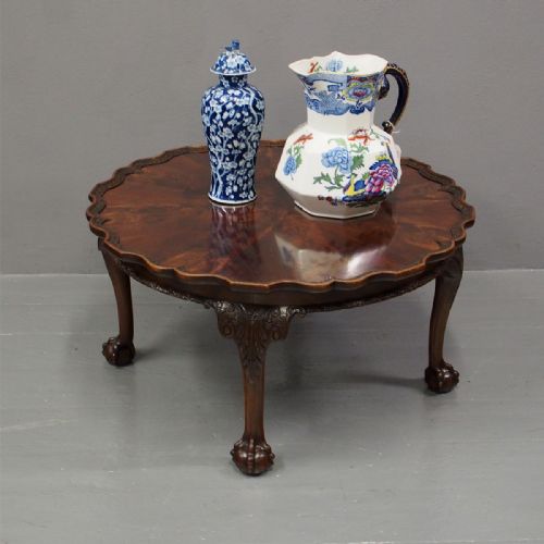 Large Carved Mahogany Coffee Table