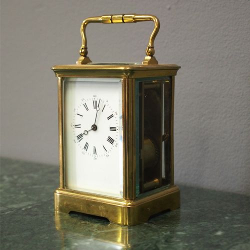 French Glass and Brass Carriage Clock