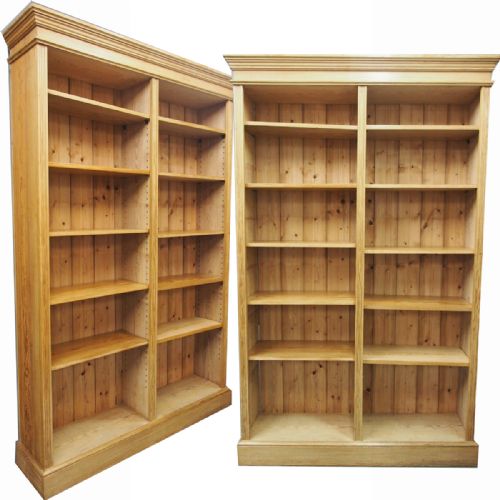 Large Pair of Victorian Pitch Pine Open Bookcases