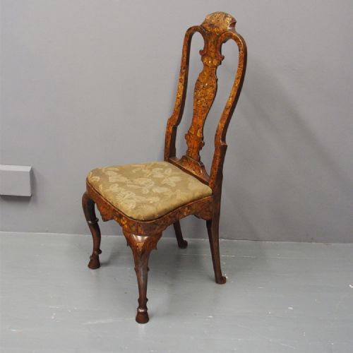 Oak Framed Dutch Marquetry Side Chair