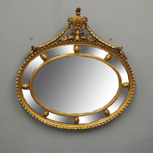 George III Style Giltwood Oval Wall Mirror