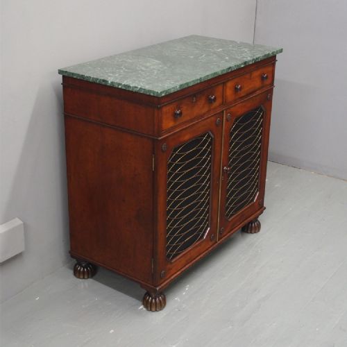 Regency Mahogany and Marble Side Cabinet