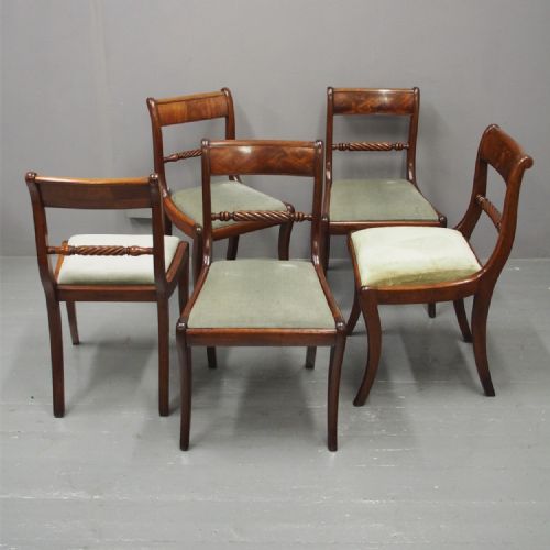 Set of 5 Regency Mahogany Dining Chairs