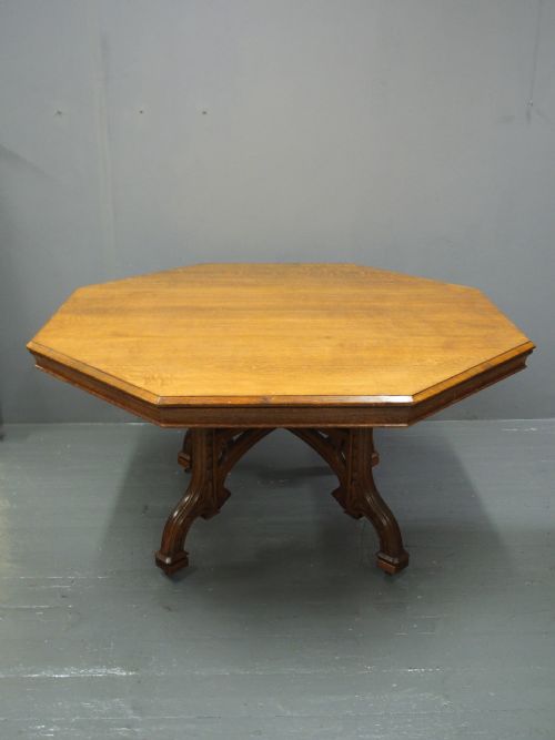 Victorian Gothic Style Oak Centre Table