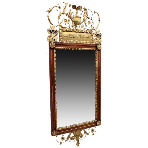 SWEDISH MAHOGANY AND GILDED WOOD MIRROR