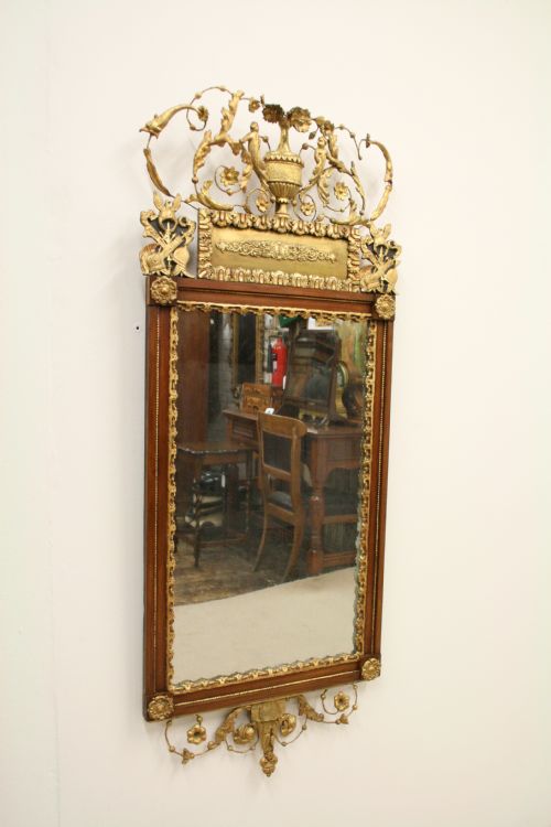SWEDISH MAHOGANY AND GILDED WOOD MIRROR - ADDITIONAL PHOTO 1