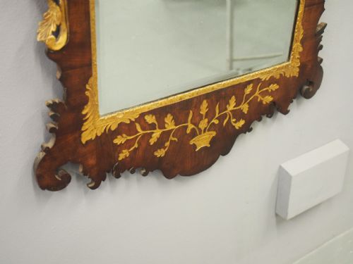 GEORGIAN CHIPPENDALE STYLE MAHOGANY AND GILTWOOD WALL MIRROR - ADDITIONAL PHOTO 3