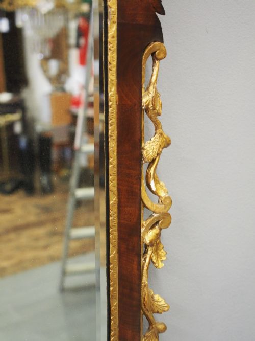 GEORGIAN CHIPPENDALE STYLE MAHOGANY AND GILTWOOD WALL MIRROR - ADDITIONAL PHOTO 5