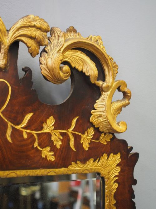 GEORGIAN CHIPPENDALE STYLE MAHOGANY AND GILTWOOD WALL MIRROR - ADDITIONAL PHOTO 6