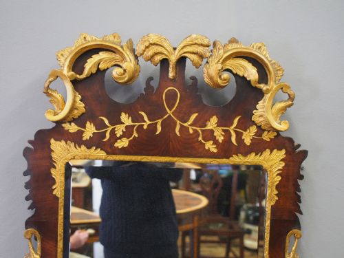 GEORGIAN CHIPPENDALE STYLE MAHOGANY AND GILTWOOD WALL MIRROR - ADDITIONAL PHOTO 7