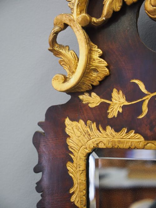 GEORGIAN CHIPPENDALE STYLE MAHOGANY AND GILTWOOD WALL MIRROR - ADDITIONAL PHOTO 8