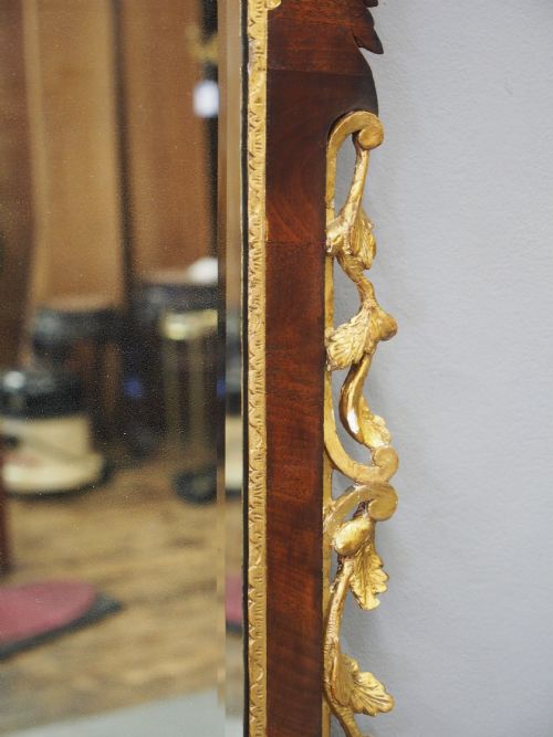 GEORGIAN CHIPPENDALE STYLE MAHOGANY AND GILTWOOD WALL MIRROR - ADDITIONAL PHOTO 9