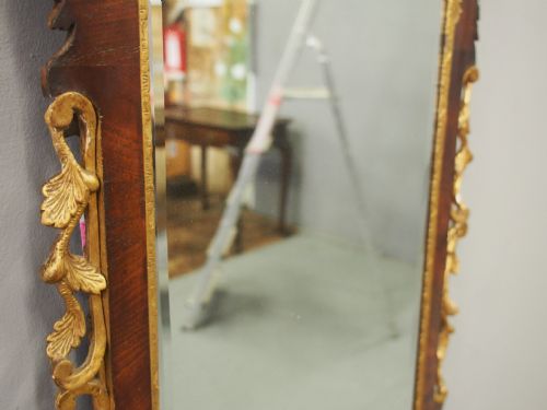 GEORGIAN CHIPPENDALE STYLE MAHOGANY AND GILTWOOD WALL MIRROR - ADDITIONAL PHOTO 13