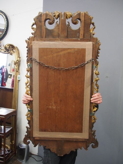 GEORGIAN CHIPPENDALE STYLE MAHOGANY AND GILTWOOD WALL MIRROR - ADDITIONAL PHOTO 15