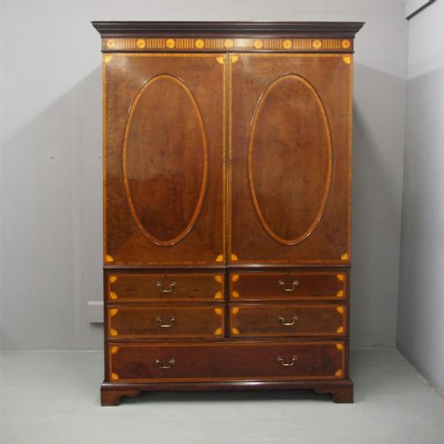 Georgian Mahogany and Inlaid Linen Press