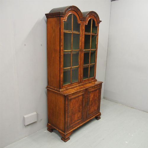 Georgian Style Walnut Cabinet Bookcase