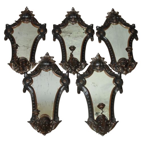 Set of Baroque Style Softwood Girandoles