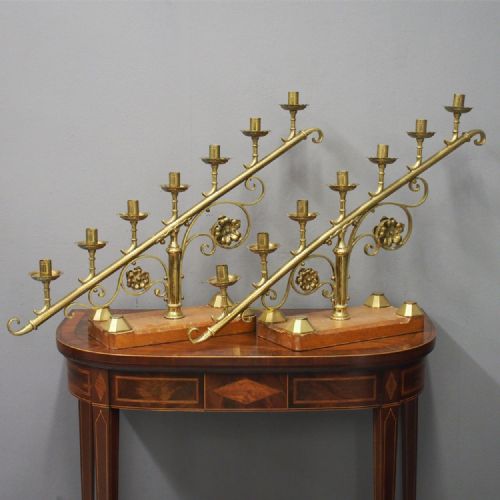 Pair of Victorian Brass 7 Light Candelabra
