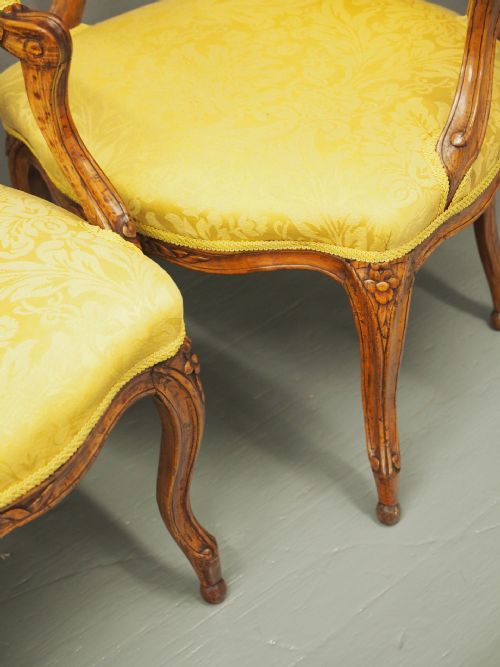 PAIR OF FRENCH LOUIS XV STYLE WALNUT AND BEECH ARMCHAIRS - ADDITIONAL PHOTO 8