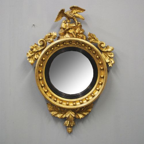 Regency Carved and Gilded Convex Mirror