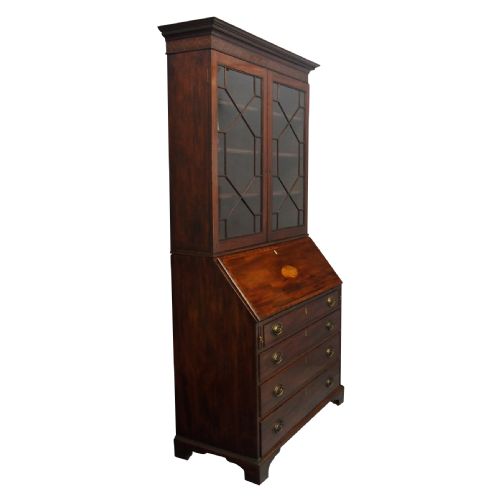 George III Inlaid Mahogany Bureau Bookcase