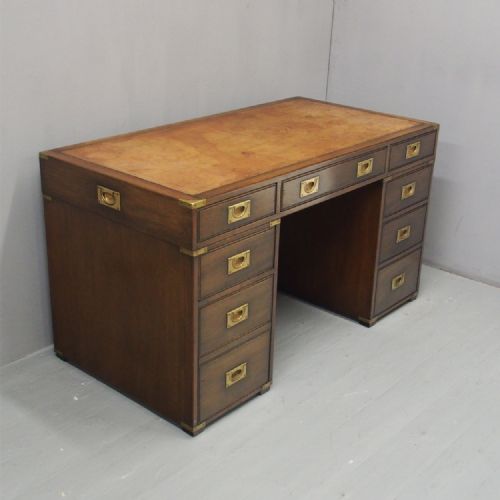 Edwardian Mahogany Campaign Style Desk


