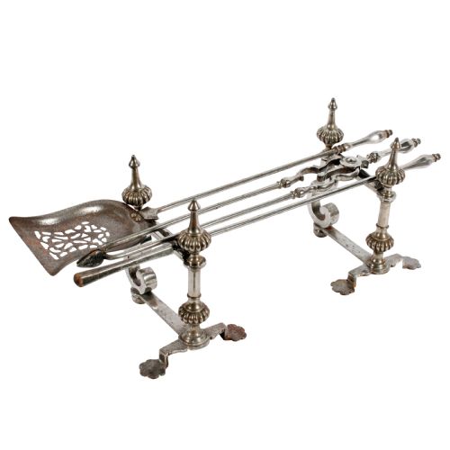Set of George III Steel Fire Tools and Dogs

