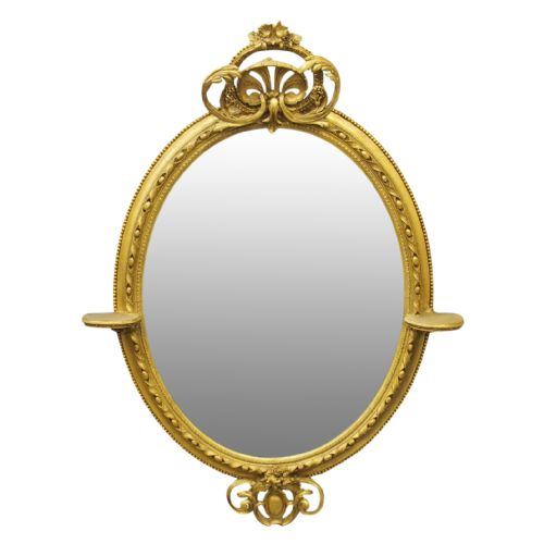 victorian giltwood oval overmantel mirror - CATEGORY: ANTIQUE MIRRORS - DATED 1860