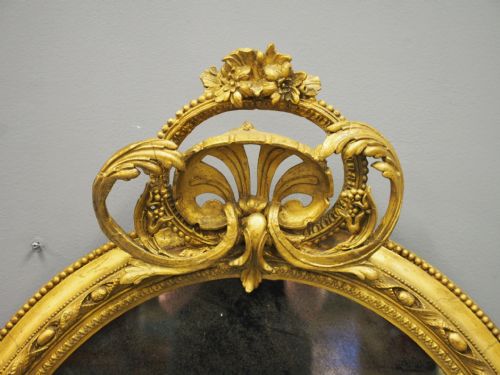 VICTORIAN GILTWOOD OVAL OVERMANTEL MIRROR - ADDITIONAL PHOTO 2