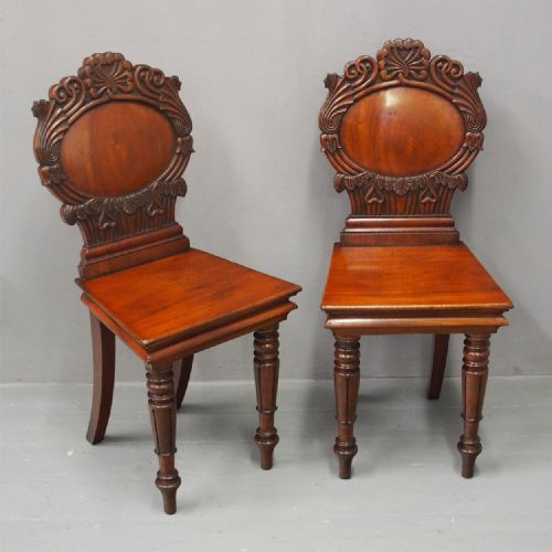 Pair of Mahogany Hall Chairs
