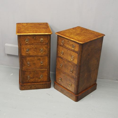Pair of Victorian Burr Walnut Bedsides
