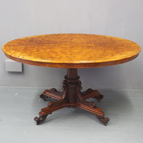Victorian Burr Walnut Oval Breakfast Table