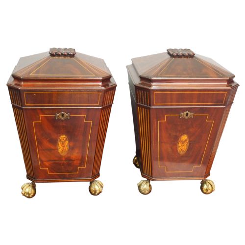 Pair of George III Mahogany and Inlaid Cutlery Boxes