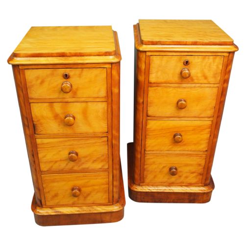 Pair of Victorian Satin Birch Bedsides