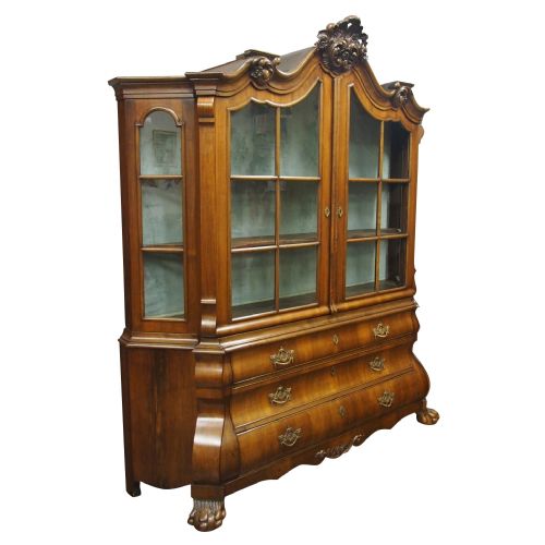 Dutch Victorian Walnut Display Cabinet
