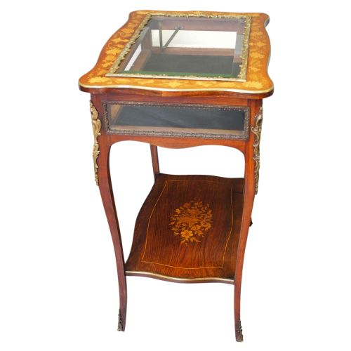 French Marquetry Vitrine Table
