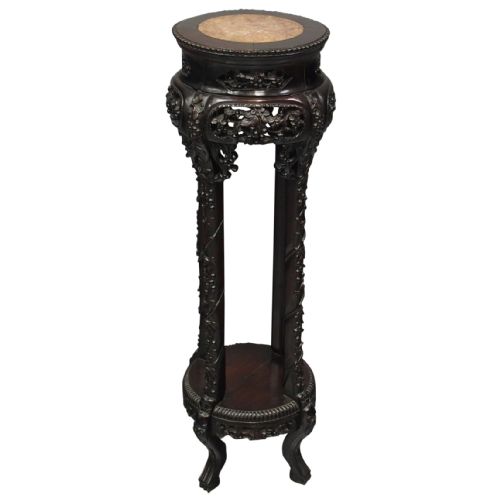 Chinese Marble Top Tall Plant Stand