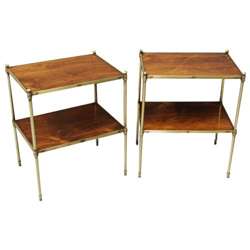 Pair of Rosewood and Cast Brass Etageres