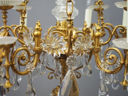 GLASS AND GILDED BRASS CHANDELIER - ADDITIONAL PHOTO 2