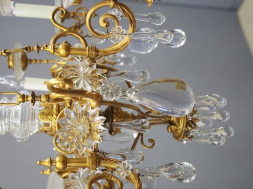 GLASS AND GILDED BRASS CHANDELIER - ADDITIONAL PHOTO 5