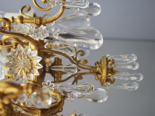 GLASS AND GILDED BRASS CHANDELIER - ADDITIONAL PHOTO 6