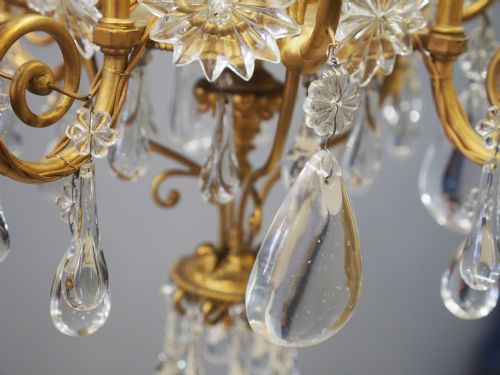 GLASS AND GILDED BRASS CHANDELIER - ADDITIONAL PHOTO 8